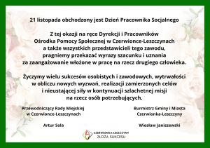 Życzenia z okazji Dnia Pracownika Socjalnego